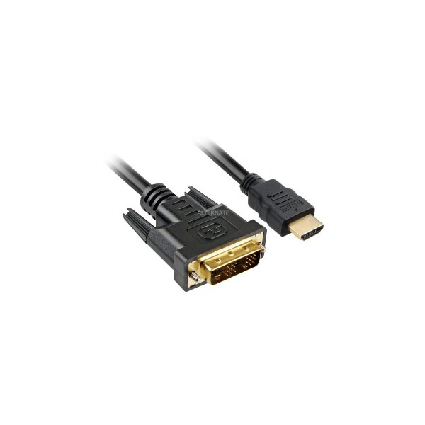 Sharkoon Adapterkabel HDMI > DVI (schwarz, 5 Meter, Single Link, 18+1) - Sharkoon 4044951009077 - (PC Zubehoer / Kabel / Adapter)